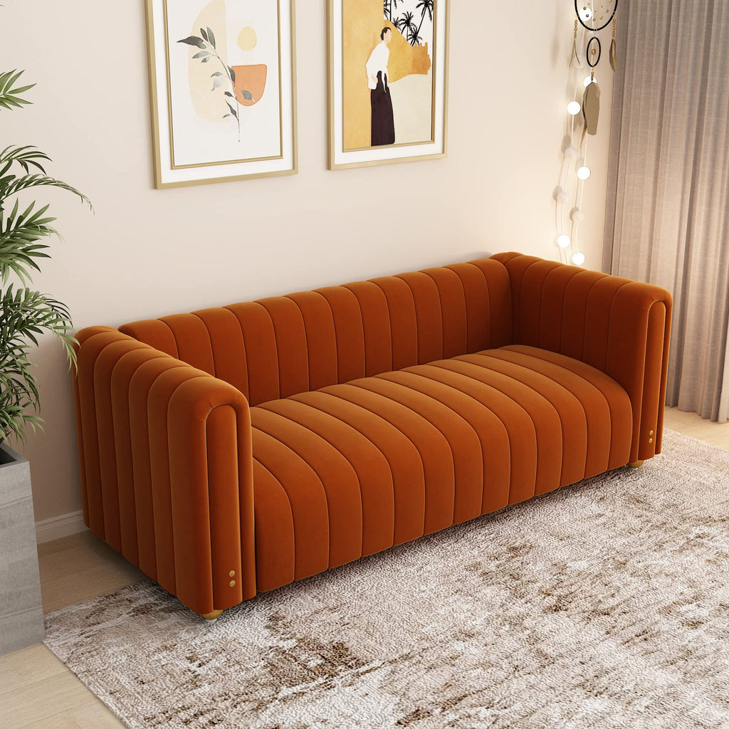 Orange Velvet 3 Seat Sofa R848228