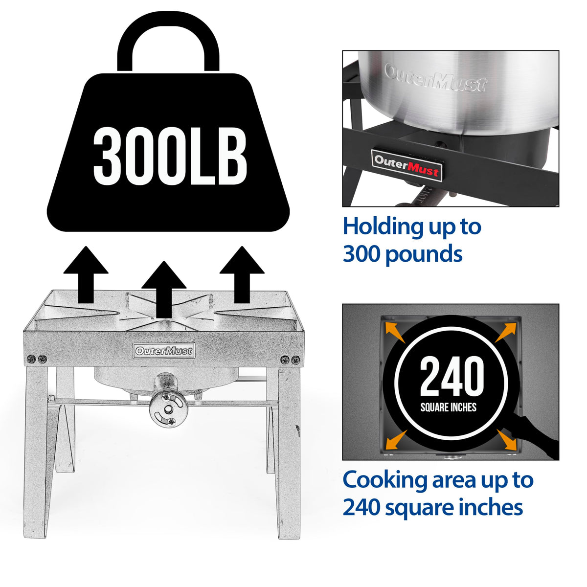 Heavy Duty Propane Burner with 10 PSI Regulator and Cast Iron H6614