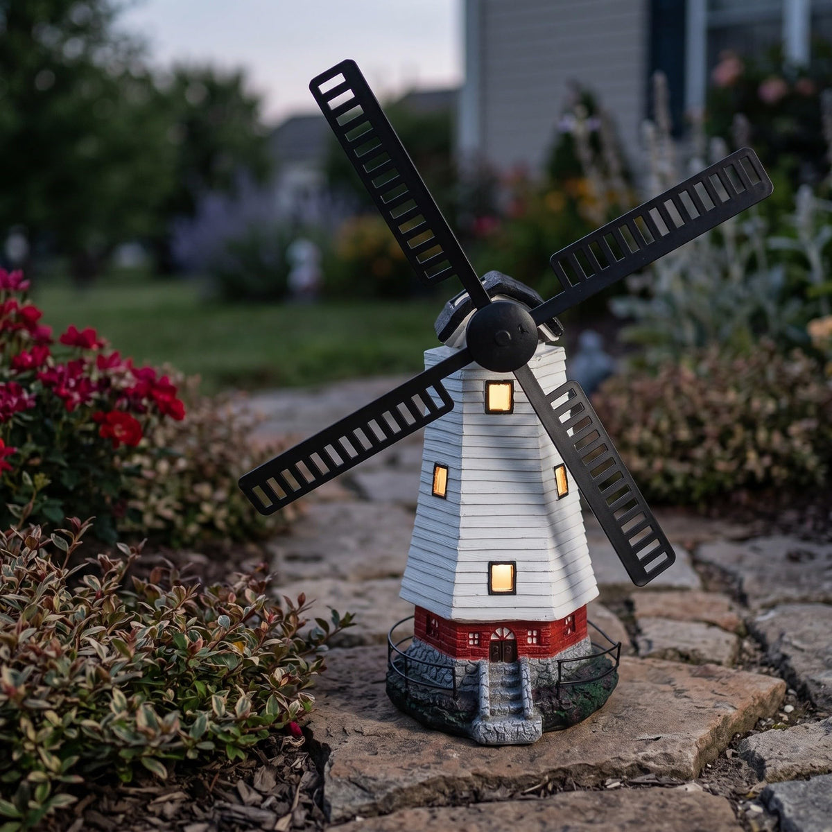 Solar Powered LED Lighthouse Garden Statue X405593