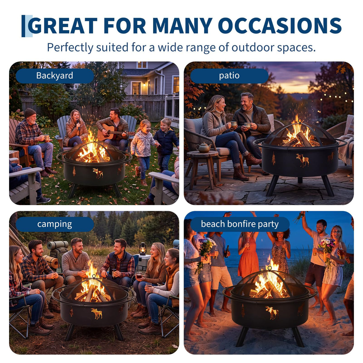 32" Round Wood Burning Fire Pit with Screen R818