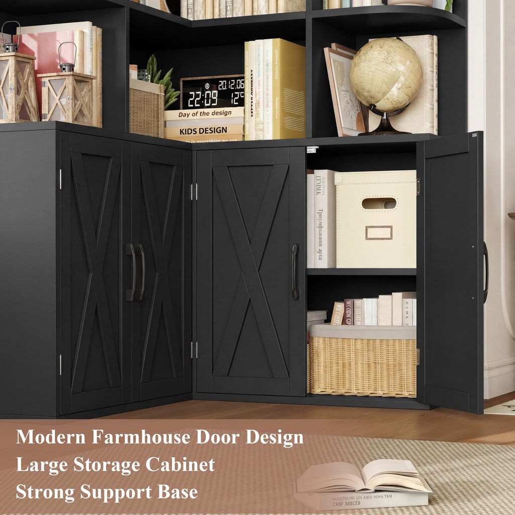 Black Bookshelf with Doors W262