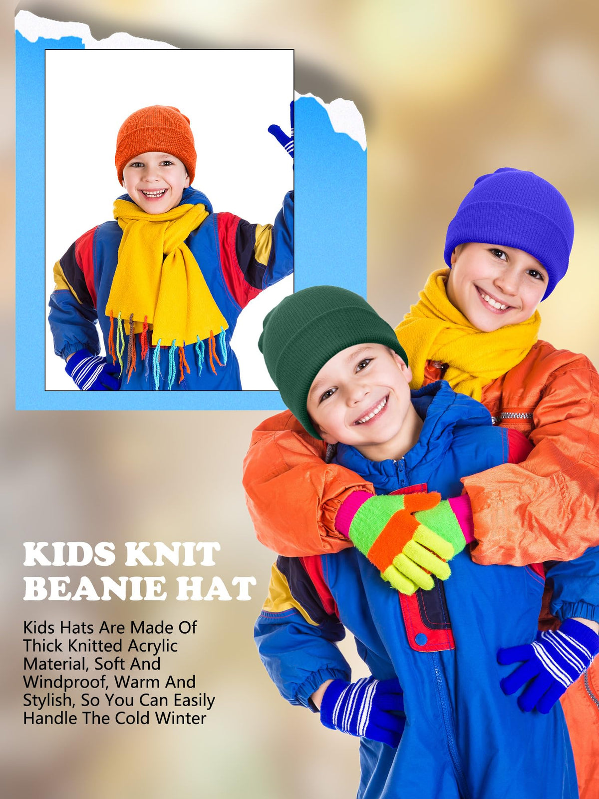 30 Pack Kids Winter Knit Beanies E831608