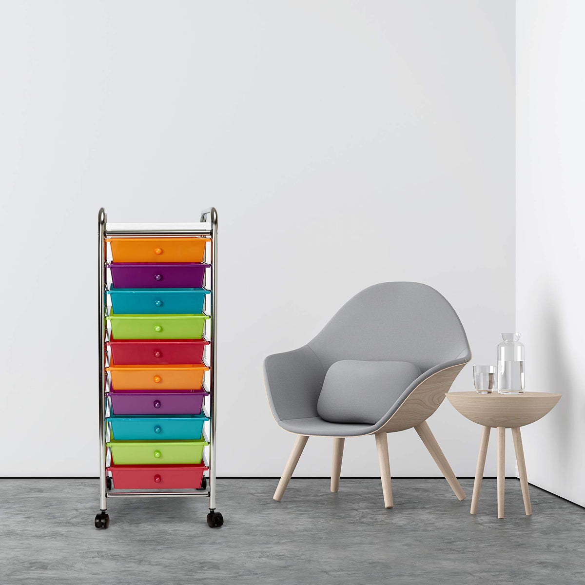 10 Drawer Rolling Storage Cart R48610