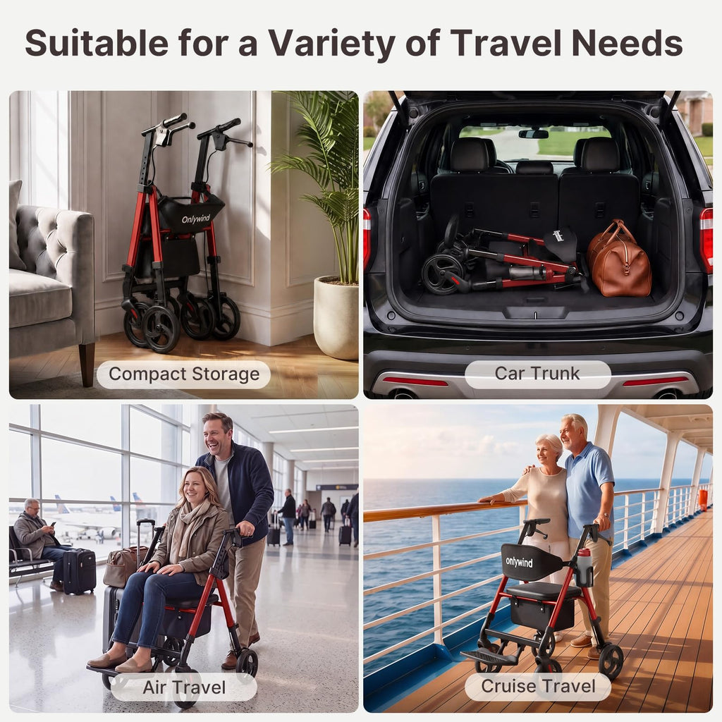 Lightweight Rollator Walkers Wheelchair Combo with Seat S435945