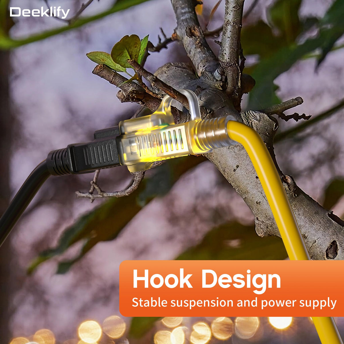 100FT Heavy Duty Outdoor Extension Cord Waterproof Yellow Y768