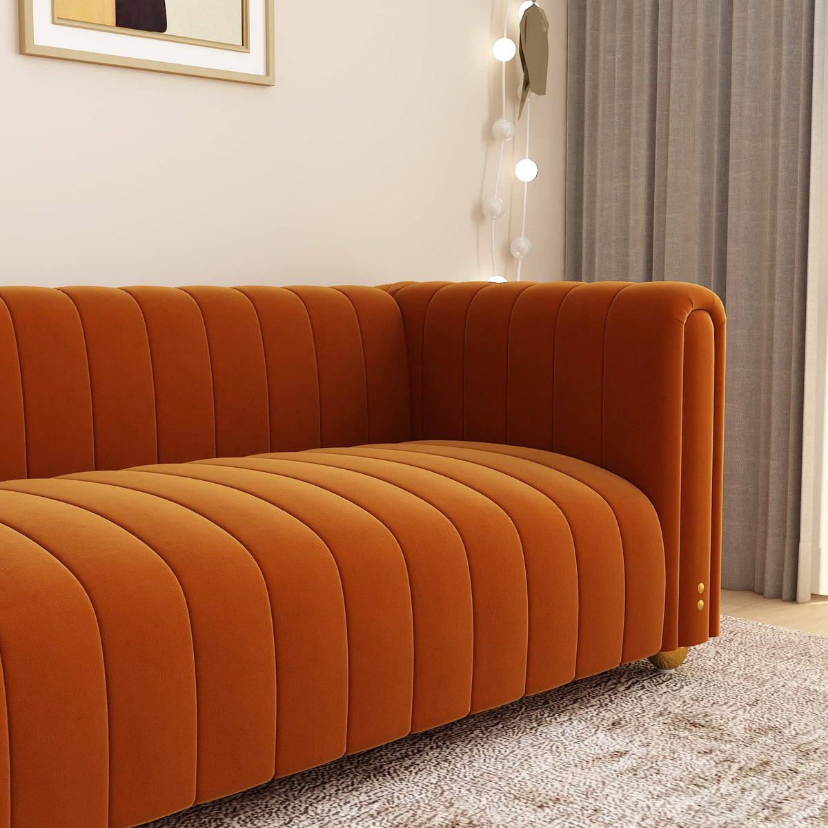 Orange Velvet 3 Seat Sofa R848228