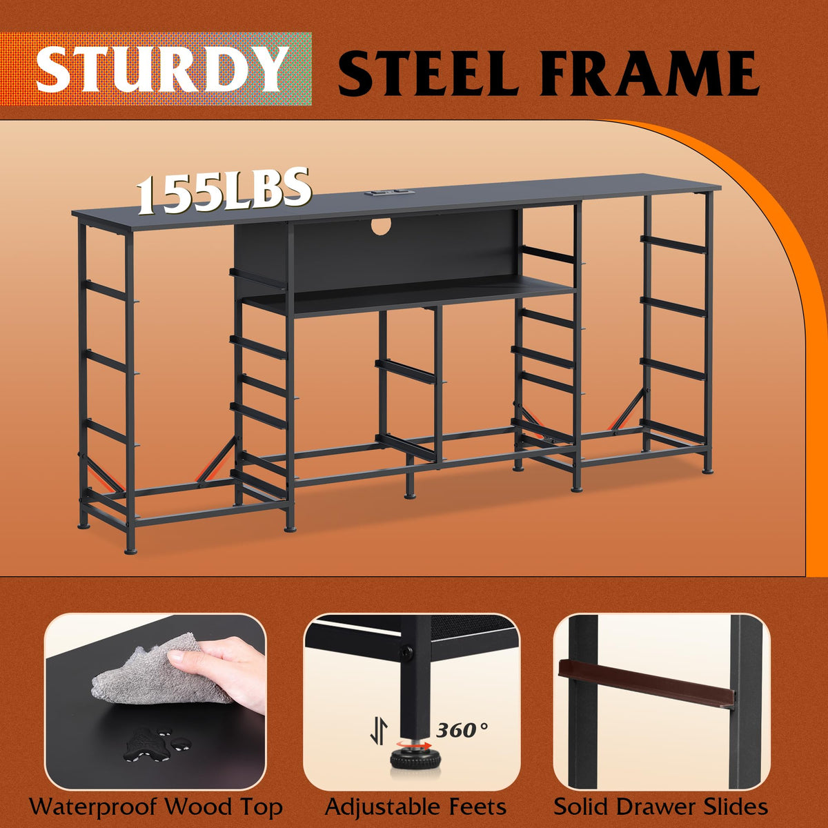 Black 12 Drawer LED Dresser TV Stand C695050