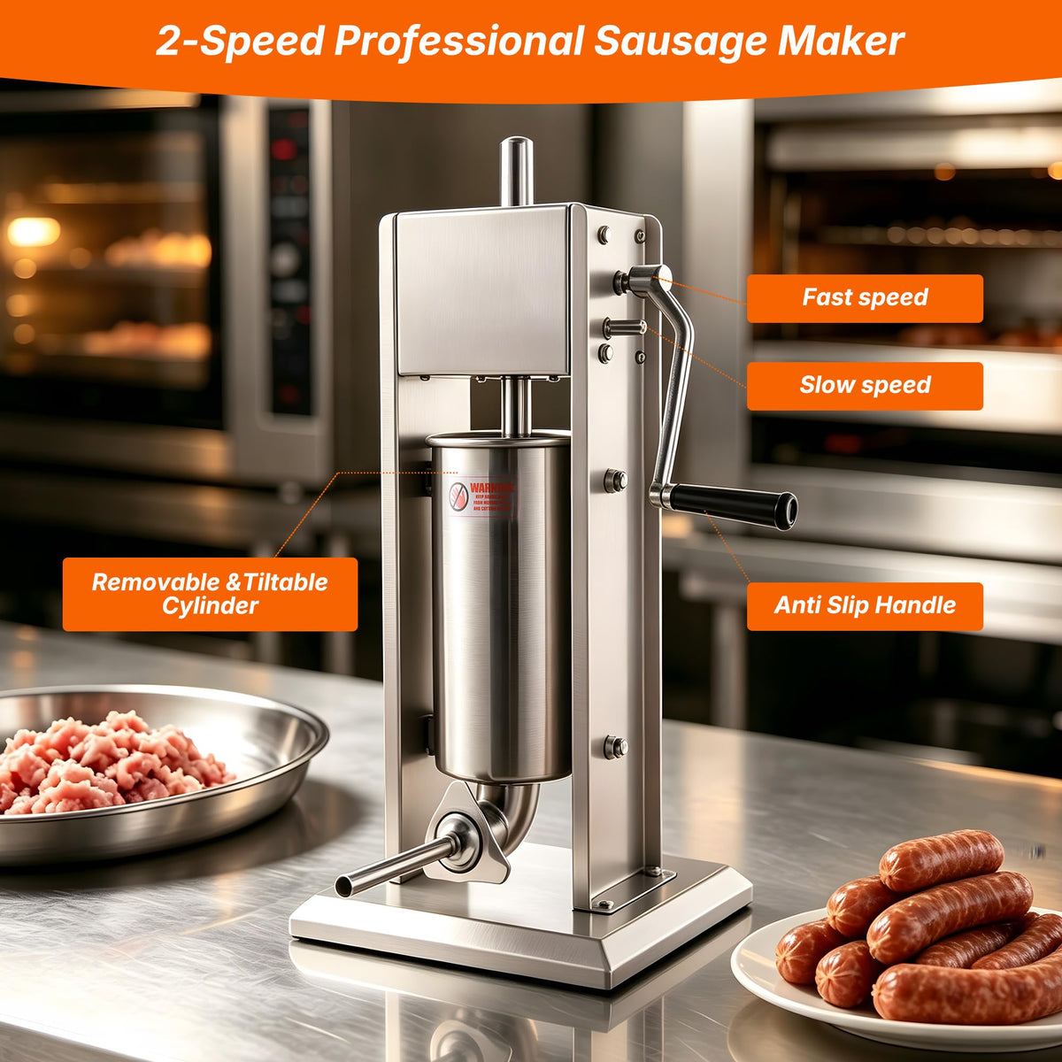 Stainless Steel Vertical Sausage Stuffer 11Lb/5L E9820