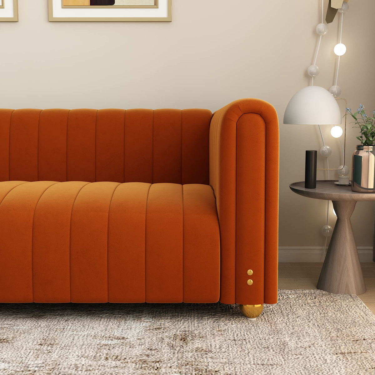 Orange Velvet 3 Seat Sofa R848228
