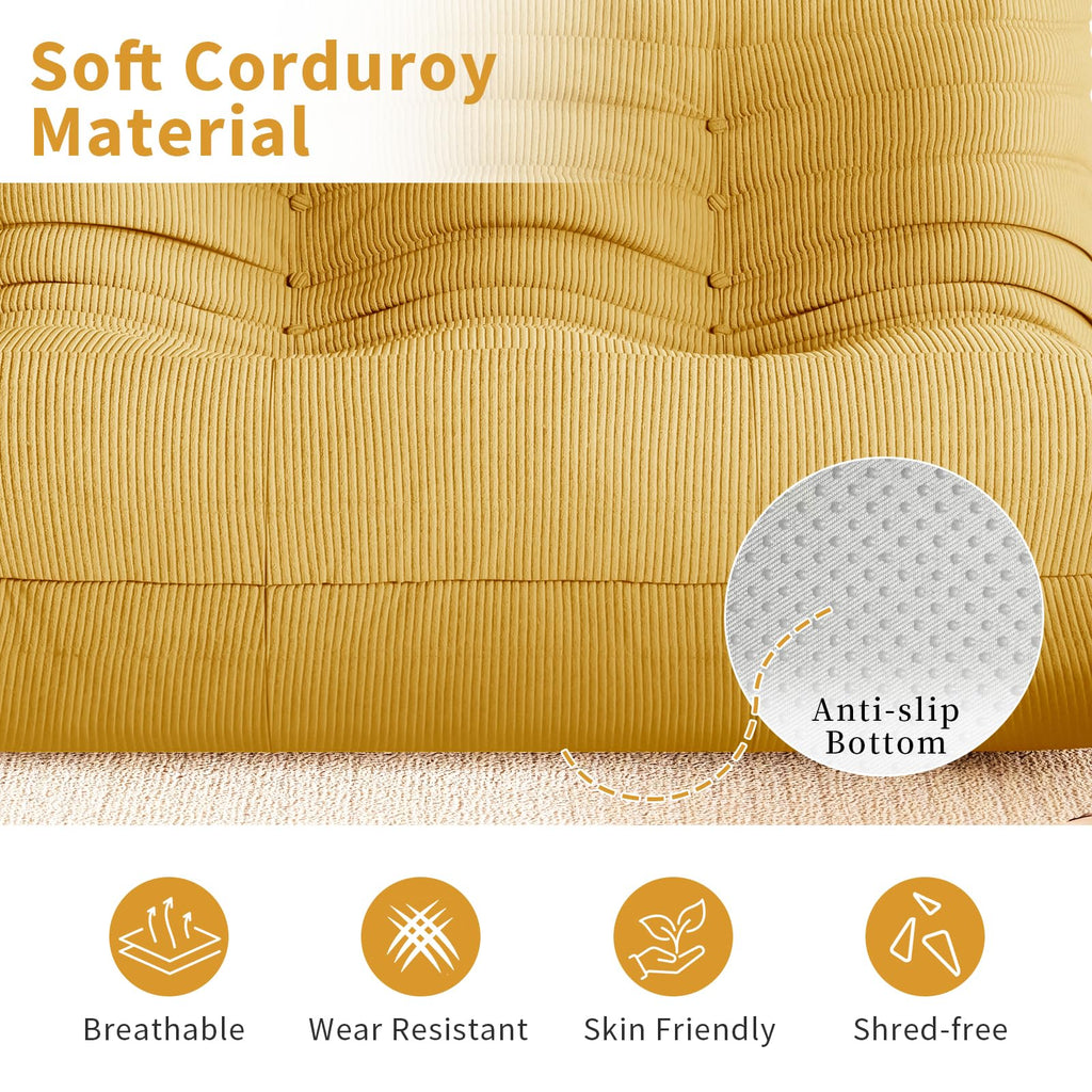 Yellow Corduroy Memory Foam Bean Bag Chair M3745
