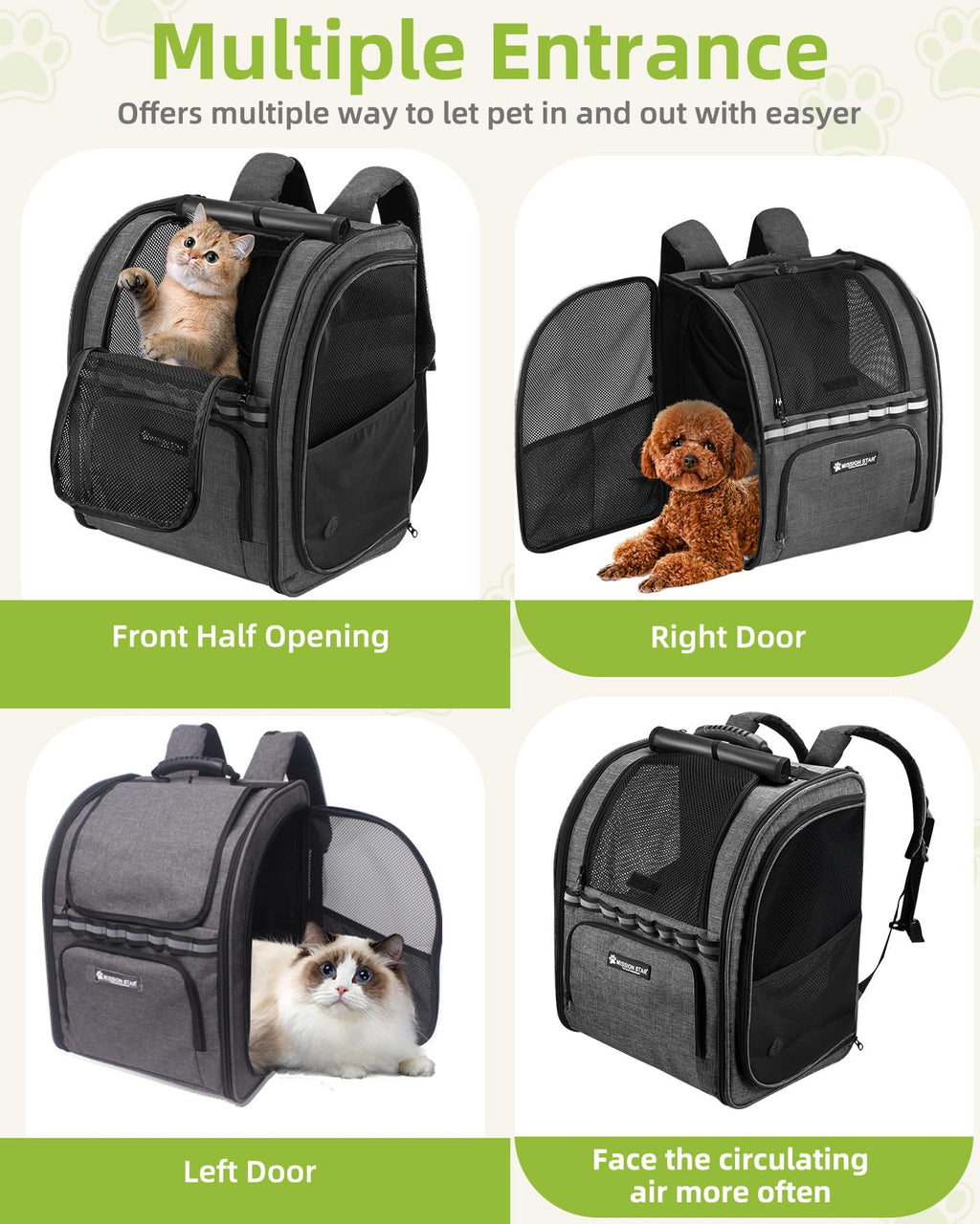 Dark Grey Breathable Mesh Cat Backpack Carrier B5126