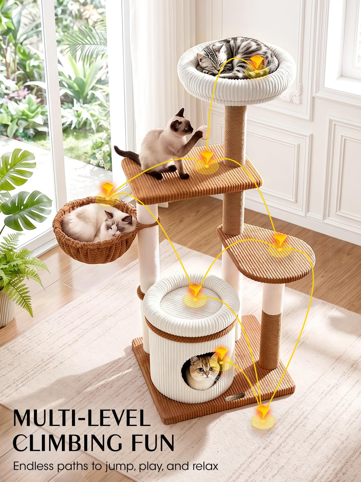 52" Corduroy Cat Tree Tower E17969
