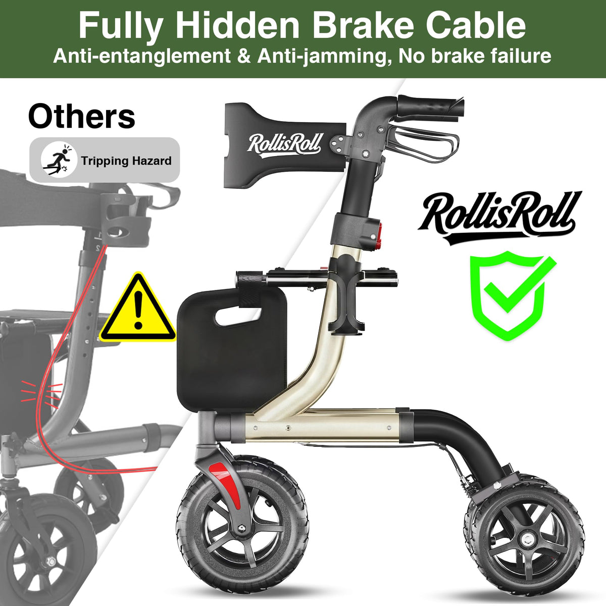 Foldable Aluminum Rollator Walker with Seat and 10" Wheels R4505
