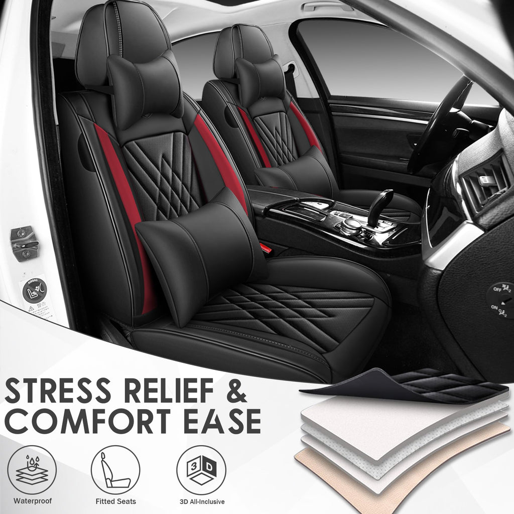 Black Red Full Set Car Seat Covers F15474