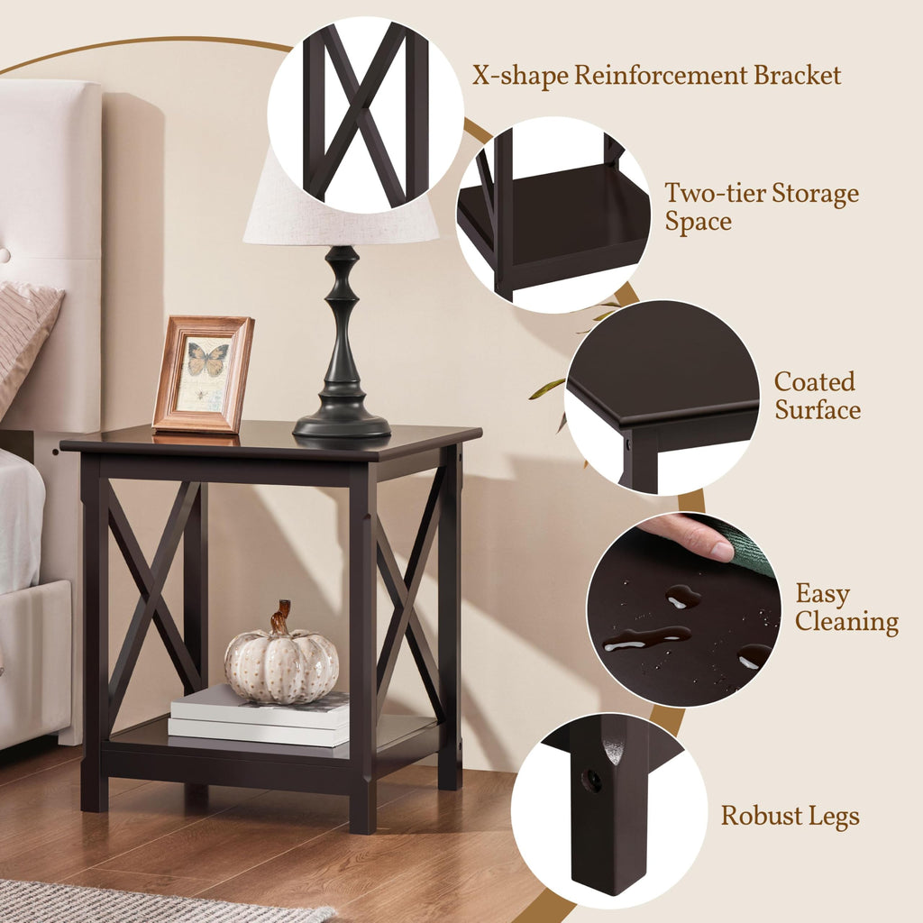 Espresso 20 x 18 Inch End Table Set of 2 V259249