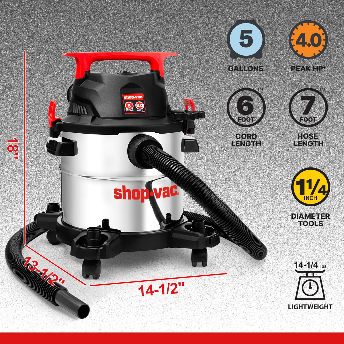 Wet/Dry Vacuum with Blower, 5 Gallon, 4 Peak HP O936