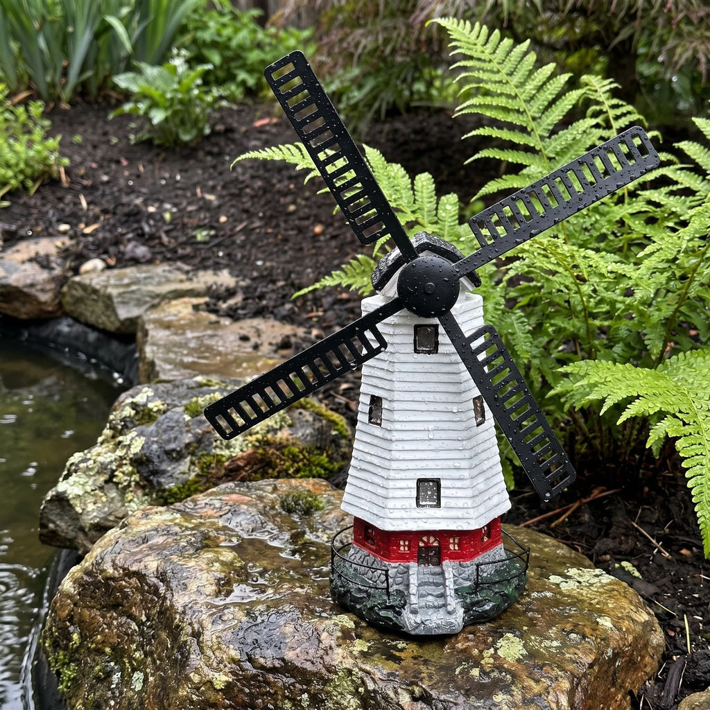 Solar Powered LED Lighthouse Garden Statue X405593