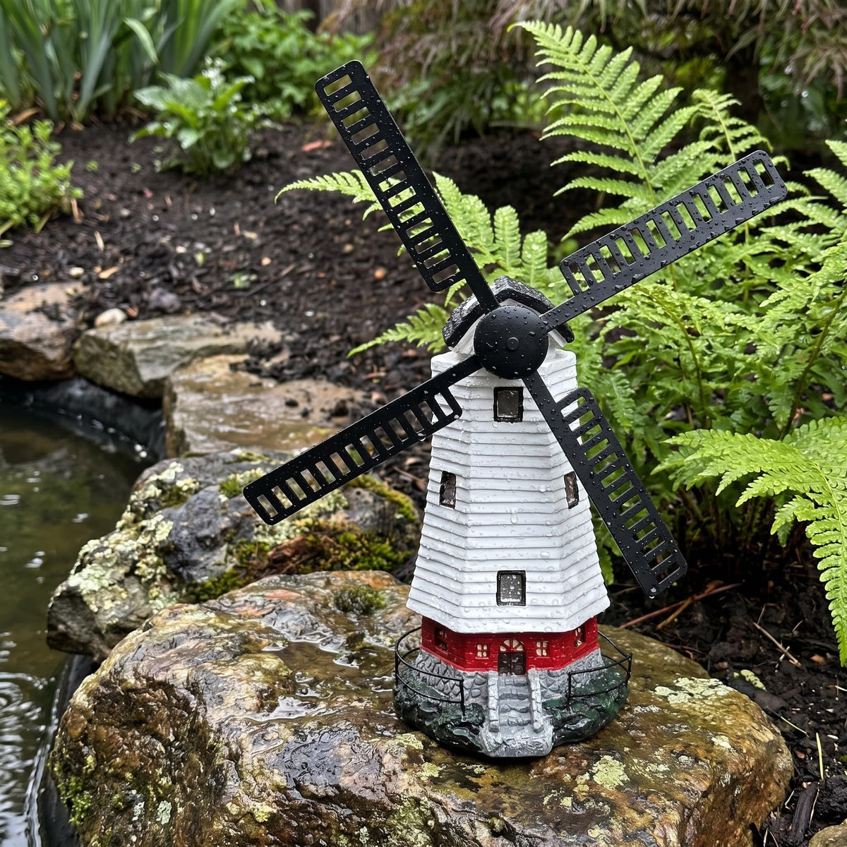 Solar Powered LED Lighthouse Garden Statue X405593
