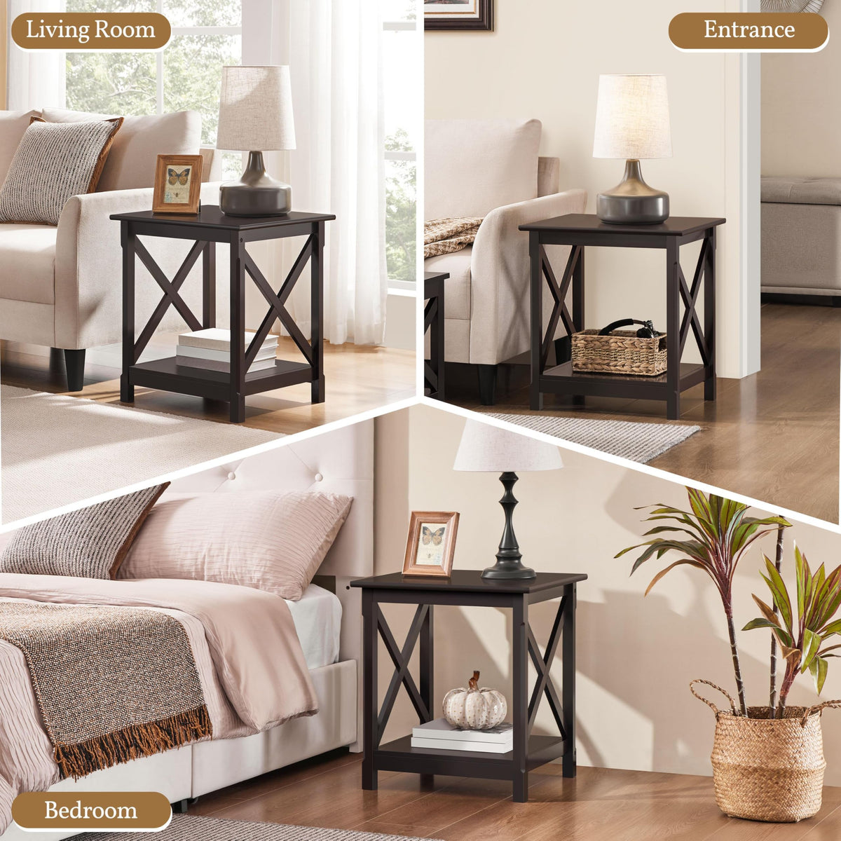 Espresso 20 x 18 Inch End Table Set of 2 V259249